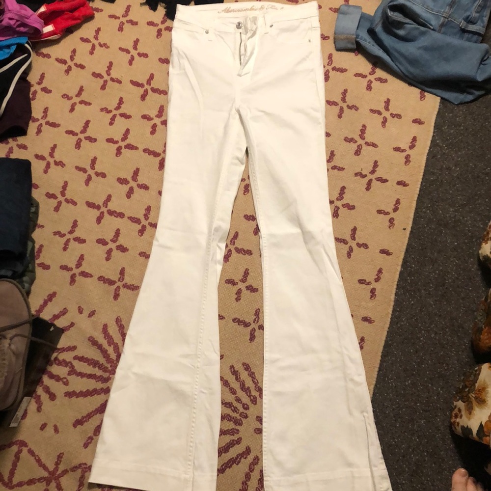 Abercrombie and Fitch White Flare 70s Jeans